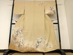 平和屋着物▽江戸小紋 単衣 舞扇文 正絹 逸品 CAAW1251xi