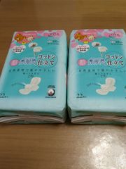 エリス　新素肌感　コットン仕立て　羽つき　27cm　特に多い日の昼　リラックマ個包装　22枚入✕２個セット