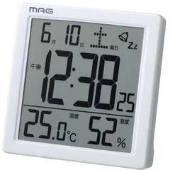 バックライト カッシーニ スヌーズ機能付き デジタル ホワイト 目覚まし時計 T-726WH-Z MAG(マグ)