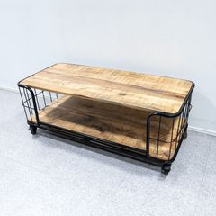 【展示品】Knot antiques ノットアンティークス MALAN TABLE RACK 1200 マランテーブルラック キャスター付 ブラック インダストリアル 定価8万【1】