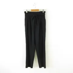 ローリーズファーム LOWRYS FARM タックパンツ ハイウエスト ロング ストレッチ 黒 M *T647