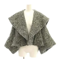 シーニュ cygne ビックカラーショートコート Josette ニット F ブラック ホワイト /ES ■OS
