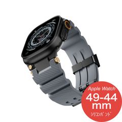 【Apple Watch Series 10/9・Ultra・SE 第2/1世代・49mm/46mm/45mm/44mm】バンド アップルウォッチ ベルト シリコン ステンレス レディース 防水 ウルトラ 高級 おしゃれ メンズ（ブラック/グレー）❷