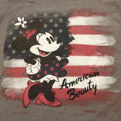 ディズニー　ミニーマウス　アメリカ国旗　プリントTシャツ 　レディースXL　DISENY