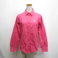 ロキシー ROXY 長袖 コットン シャツ L ピンク ロゴ刺繍のサムネイル