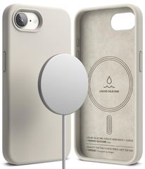 新品 【Ringke】iPhone 16e ケース SILICONE MAGNETIC 液状シリコン素材 落下防止 耐衝撃 軽量 柔軟 マグネット搭載 スマホケース スマホカバー アイフォン16e - Stone