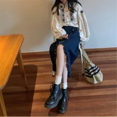 シャツ ブラウス スカート ツーピース ロング丈 長袖 ボリューム袖 襟あり フリル かわいい 大人可愛い きれいめ シンプル カジュアル 大人 上品 おしゃれ お洒落 レトロ 大人可愛い 大人女子 こなれ感 ラフ ラブリー キュート ガーリー 個性的 モード