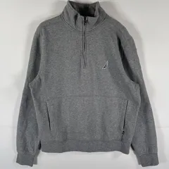 古着 ノーティカ NAUTICA スウェット ハーフジップ ワンポイントロゴ刺繍 トレーナー プルオーバー  S  グレー メンズ