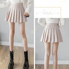 プリーツミニスカート 女の子 制服スカート ハイウエスト ミニ フレア スカート チェック柄 無地 インナーパンツ付き チェック柄プリーツスカート細見え 美脚