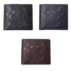 コーチ COACH 小物(財布/折財布)　メンズデボスド シグネチャー クロスグレーン レザー コイン ウォレット 二つ折り財布  f75363