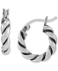 【送料無料】 ジャーニ ベルニーニ レディース ピアス・イヤリング アクセサリー Oxidized Twist Tube Small Hoop Earrings in Sterling Silver 15mm Created for Macy's Silver
