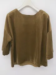 ◇ Audrey and John Wad ベロア風 五分袖 カットソー プルオーバー サイズF ブラウン系 レディース E  【1304080001674】