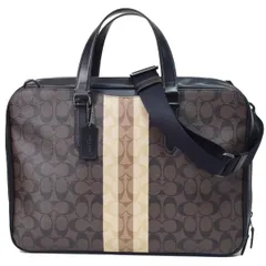 コーチ バッグ COACH メンズ コーティングキャンバス レザー シグネチャー グラハム ストライプ スリム 2WAY ビジネス ブリーフケース ショルダーバッグ マホガニーマルチ C9826