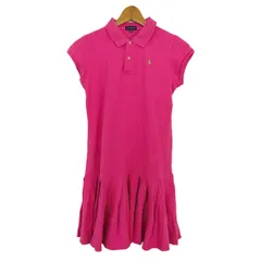 ラルフローレン ワンピース 半袖 ストレッチ ポニーロゴ ブランド トップス キッズ 女の子用 160サイズ ピンク RALPH LAUREN 【中古】