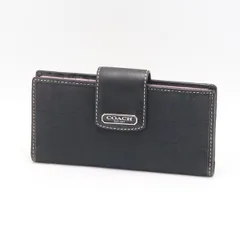 未使用品 コーチ シグネチャー柄 黒 ピンク キャンバス レザー メンズ/レディース カードケース KRH 2000000 NSK