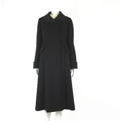 ランバン LANVIN コレクション COLLECTION コート カシミヤ 100％ ロングコート ウエストベルト M 38 黒 ブラック 美品のサムネイル