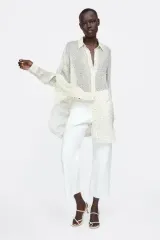 新品 レディース ZARA(ザラ) ZARA ポルカ ドット シースルー レース ロング シャツ