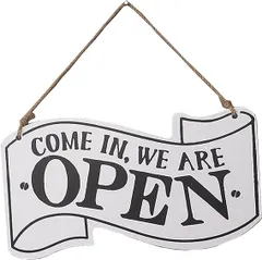 BTtime オープン クローズ open close プレート 木製 両面看板ボード サインプレート インテリア ひも付き リバーシブル オシャレ お店/カフェ/レストラン/雑貨屋用 (ホワイト)
