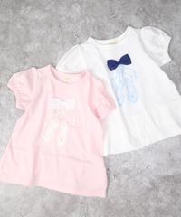 la poche biscuit　トウシューズ柄半袖Tシャツ　LP25MS006　オフホワイトorピンク