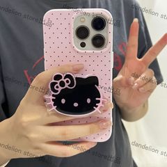スマホケース　キティちゃん　水玉柄　ピンク　スマホスタンド付き　高級感　落下防止　耐衝撃性　iPhone対応　アイフォンケース　iPhone16pro/16promax/15/14/13/12/11　可愛いケース　海外限定　新品未使用