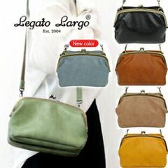 Legato Largo ポリッシュ お財布 ショルダー ポシェット PU ガマ口 2WAY ショルダーバッグ , ハンドバッグ がま口 バッグ クラシック 2WAY がま口 ウォレット 財布 がまぐち 2WAY ポシェット アンティーク フェイクレザーガマ口