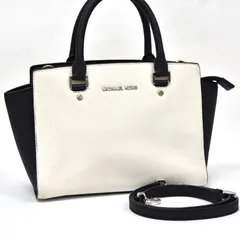 【中古】マイケルコース 2WAY ショルダーバッグ レザー ブラック×オフホワイト×シルバー金具 MICHAEL KORS 肩かけ