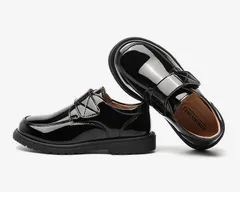 フォーマルシューズ 男の子 キッズ 子供靴 シューズ フォーマル 黒 入学式 結婚式 発表会 ローファー マジックテープ 軽量 ブラックHZQ4394