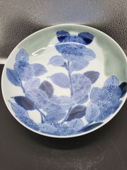 鍋島　青磁紫陽花 7寸皿　李荘窯　寺内信二作
