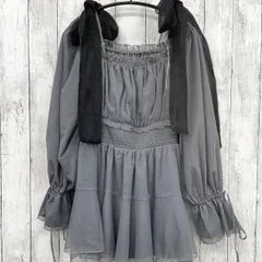 新品【 NICE CLAUP 】リボン取り外しできる リボンチュールチュニック