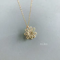 ◆ 114 テクスチャー フラワー ネックレス 40cm K16GP マット ゴールド ◆　再販 定番 人気 大人 上品 華奢 きれいめ シンプル アクセサリー 花