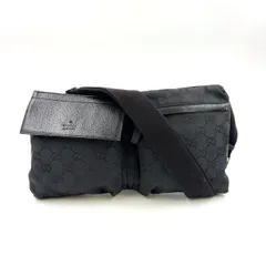 【良品】GUCCI グッチ GGキャンバス ウエストバッグ 黒 ブラック GG柄 GUCCI グッチ ウエストバッグ ウエストポーチ GGキャンバス