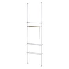【新着商品】突っ張りデザインハンガーラック 棚付き 50~80×27×200~270㎝ C0-TTP50WH ホワイト 【衣類収納・つっぱり棚・壁面収納】 ホワイト/オーク 武田コーポレーション