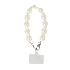 ☆ ホワイト ☆ パールフラワーショートストラップ リボーンカンパニー ストラップ スマホストラップ 携帯電話用ストラップ 携帯ストラップ スマホショルダー モバイルストラップ パール 花 フラワー アクセサリー レディース 女性 小物 大人 きれいめ