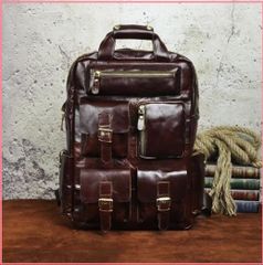 【美品・在庫処分】新品 稀少色★本革 メンズリュックサック レザー バックパック レトロデザイン 大容量 アウトドア 通勤・通学・カジュアル兼用