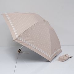 折りたたみ日傘 POLO RALPH LAUREN ポロラルフローレン USED品 晴雨兼用 ベージュ ドット ラインボーダー ロゴ 50cm FS9122