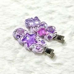 【No.16】前髪クリップ ホイップデコ パープル