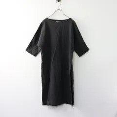 evam eva エヴァムエヴァ　リネン100%ワンピース　ブラック　ゆったり evam eva リネン100％ ポンチョ チュニック ワンピース 黒 F