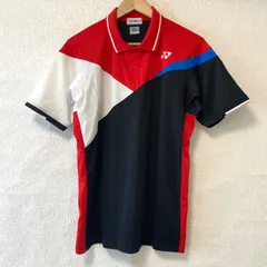 (^w^)b YONEX ヨネックス 半袖 ユニフォーム バドミントン テニス ハーフボタン ポロシャツ トップス 運動 スポーツウェア 練習 トレーニング 試合 ブラック×レッド×ホワイト メンズ レディース 男女兼用 L