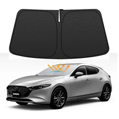 【令和6年 厚い5層構造】BLUESEATEC マツダ CX-3 DK系 フロント サンシェード CX3 2015.2～現行 車種専用車用 フロントガラス 高密度生地 厚手材質 5層構造 日よけ 暑さ対策 内装劣化防止 紫外線カット 遮光 断熱 プライバシ 0