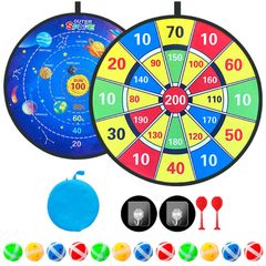ダーツボード 粘着式 大判72cm 両面 室内 的当て ゲーム おもちゃ レクリエーション ダーツ 折りたためる 針なし コンパクト 安全 壁掛け 折畳み 収納便利 簡単設置 子供 大人 お年寄り 収納袋付き