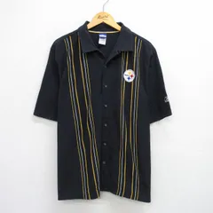 XL/古着 リーボック 半袖 シャツ メンズ 00s NFL ピッツバーグスティーラーズ 開襟 オープンカラー 黒 ブラック 25jul24 中古 トップスのサムネイル