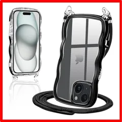 【匿名配送】 iPhone 15_ブラック iPhone15 ケース クリア ショルダー カバー いPhone 15 スマホケース 創意 個性 肩掛け 首掛け 