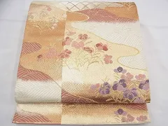 平和屋着物◎六通柄袋帯　唐織　流水花文　金糸　逸品　BAAE3896fk