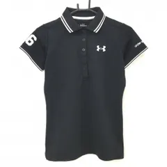 【超美品】アンダーアーマー 半袖ポロシャツ 黒×白 リブライン レディース SM ゴルフウェア UNDER ARMOUR