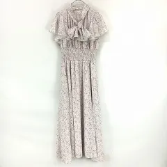 グレイル GRL 花柄 フリル スリーブ ボウタイ フレア ワンピース tt007 M ピンク系