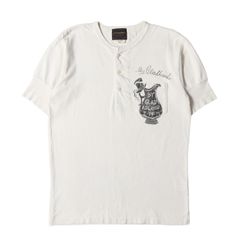 GLAD HAND グラッドハンド Tシャツ サイズ:S ダメージ加工 グラフィックプリント ヘンリーネック ポケット 半袖Tシャツ ホワイト 白 トップス カットソー【メンズ】