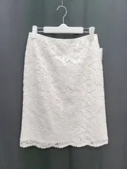 ◇ ◎ ●未使用● UNITED ARROWS レース 花柄 膝丈 タイト スカート サイズ38 オフホワイト レディース P  【1404250012360】