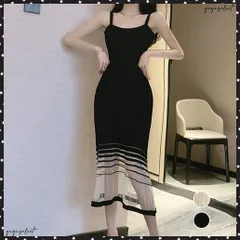 キャミニットワンピース レディース 夏ノースリーブワンピース カジュアル 裾シースルー セクシーワンピース 韓国風 細見え aラインワンピ 着やせ ワンピース重ね着キャミワンピ インナーワンピース リブニットワンピ黒