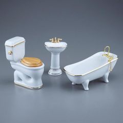 ミニチュア 【ロイターミニチュア】　バスルーム３点セット　ホワイト　RP1767-3 ドールハウス用