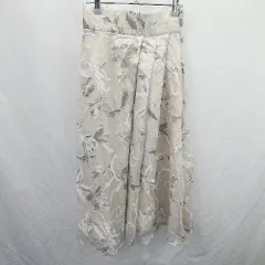 ◇ Θ natural couture ウエストゴム 花柄 オーガンジー系 ロング フレア スカート サイズF ベージュ系 レディース E  【1507030009571】